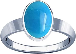 Divya Shakti silver ring with a plain design with precious stone turquoise 4.25-4.50 ct for men and women.. Need it fast? Need it cheap? Choose DIAYTAR Nigeria.