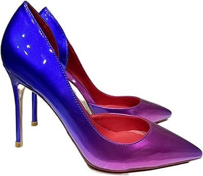 WalkFB heels for women dressed blue purple blue women side cutting pointed end shoes high heeled heeled pumps with stacons (size: 40).. DIAYTAR NIGERIA combines affordability, variety, and convenience with nationwide delivery services.