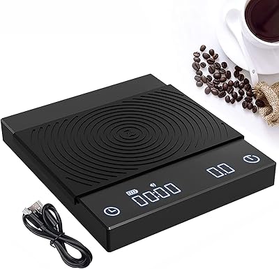 Coffee scale with 2kg timer, 0.1g, manual digital coffee balance, multifunctional kitchen scale with USB source, waterproof, multifunctional with silicone cushion (black).. DIAYTAR NIGERIA promises affordability and variety with every purchase, delivered in 5-8 days.