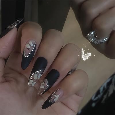 Set of long Arab pressure nails of 24 rooms with a butterfly and flowers pattern.. Your ultimate shopping destination, DIAYTAR NIGERIA combines extensive selection with affordable shipping.