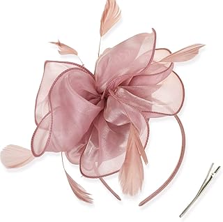 Tea party hat with ribbon buckle of feathers and feathers for girls and women (pink).. Transform your shopping experience with DIAYTAR NIGERIA's vast product selection delivered at unbeatable prices.