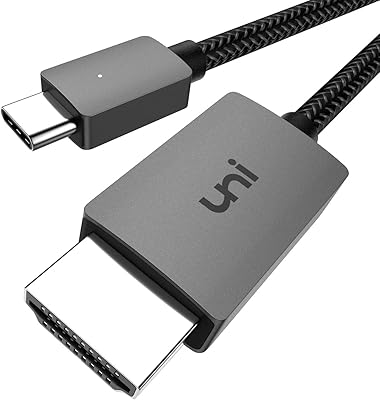 UNE USB C to HDMI 4K 30 Hz cable [braid, aluminum alloy], USB Type C cable to HDMI (Thunderbolt 3 compatible) up to 4K, compatible with iPad Pro/Air, MacBook, Galaxy, Huawei P40 etc. - 6 feet.. DIAYTAR NIGERIA provides endless shopping possibilities with affordable prices and prompt delivery service.