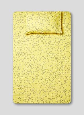 2-room cotton 2-room bed set printed 180 threads, double size, high-end set (1 sheet-housse + pillowcase) Blue circle.. DIAYTAR NIGERIA: Where shopping dreams come true with budget-friendly prices and nationwide shipping.
