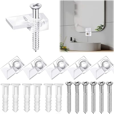 Set of clips for mirror support, transparent mirror suspension kit, mirror clips with screws and wall anchoring, glass fixing clips to fix mirror, window, cabinet door - 20 rooms.. The smarter way to shop online in Nigeria is through DIAYTAR Nigeria.
