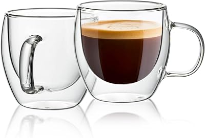 Set of 2 SWISS 4601 glass cups - Double insulation glass cups with handle, teaspoon of every day perfect for coffee and espresso machines.. Thousands of choices. Zero hassle. All thanks to DIAYTAR Nigeria.