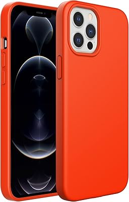 Silicone shell Jettek compatible with iphone 12 pro max 6.7 inch, full protective shell with a soft and silky touch, antichoc shell with microfiber lining (red orange).. DIAYTAR NIGERIA: Connecting Nigerians with their needs through our affordable and diverse marketplace.