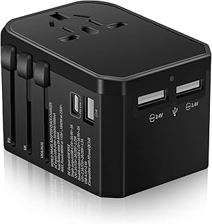 Universal Travel Adapter Accloo PD 45 W, International Travel Adapter with three USBA 2.4 A ports and a USB-C 3 A port, Tout-en-One World Sector Adapter for the EU, the United Kingdom, the United States, AU, Asia, more than 150 countries (black).. DIAYTAR NIGERIA transforms dreams into deliveries with our affordable prices and 5-8 day shipping.