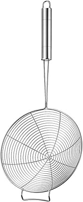 Stainless steel spider colander, wire skimping spoon to fry and cook with long handle hook for kitchen, pasta frying, spaghetti noodles.. Easy checkout, quick delivery — shop now on DIAYTAR Nigeria.
