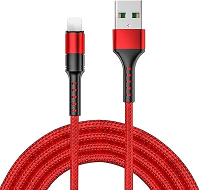 Adagasi nylon fast charging cable for iPhone 6 7 8 x 11 12 13 (red.. Browse endless categories on DIAYTAR Nigeria — your items delivered in just days.