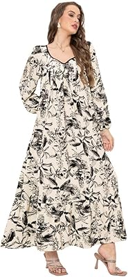 Elegant long dresses with square neckline, contrasting flowers and lantern sleeves.. Looking for trendy fashion, home essentials, or electronics? DIAYTAR Nigeria has it all and delivers within days, not weeks.