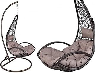 Blue River hanging chair for garden and balcony, for 1 person, suspended basket for adults, comfortable exterior chair in rattan (random pillow) (016).. DIAYTAR NIGERIA: Your partner in affordable online retail with reliable shipping across Nigeria.