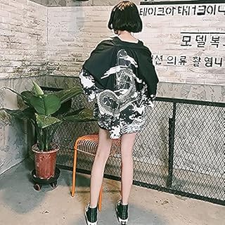 Japanese kawaii kawaii kimono cardigan, women's clothing, white and black, print, QF shop style (color: nero, size: one size).. Browse, shop, and receive — DIAYTAR Nigeria keeps it simple.