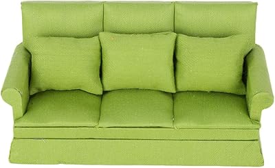 Dollhouse sofa, 1/12 ladder with 3 dollhouse pillows, luxury children's sofa (apple green).. Get what you need, when you need it — DIAYTAR Nigeria delivers fast.