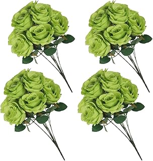 Yatai Lot of 4 artificial silk flowers for decoration - artificial flower for house, wedding festival, interior table decoration, Thanksgiving holidays - Artificial flowers (green).. Shop with purpose at DIAYTAR NIGERIA, where your money goes further and delivery is always prompt.