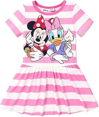 Minnie Mouse Disney dress for little girls trapeze dress with short and printed sleeves.. DIAYTAR Nigeria: Shopping that fits your budget and your schedule.