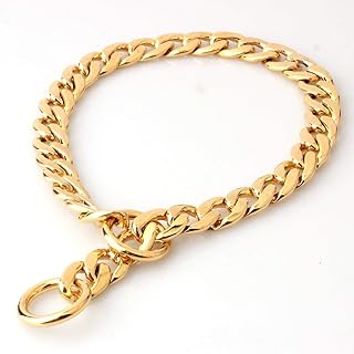 Industrial stainless steel dog necklace of 12 mm golden stainlessness, Metal strangler chain, dressage necklaces for large Bull burrowers.. DIAYTAR NIGERIA: Where affordability meets reliability with thousands of products delivered promptly.