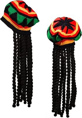 Lot of 2 hats rasta with dreadlocks black wig bob marley dreadlocks with hat rasta tam disguise cap wig.. DIAYTAR Nigeria: Where affordability meets speed and quality.