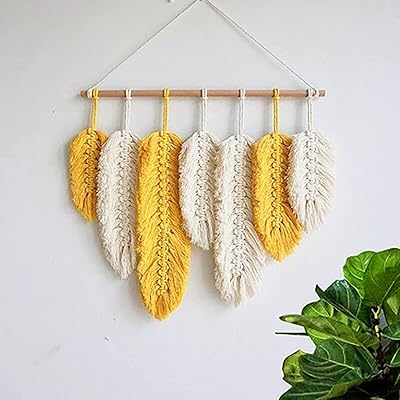 Arabest handmade macramé Macramé Murale Murale Boho Chic Yellow Wall Decoration Gland Leaf Cotton Decor Living Room Balcony Apartment Decor.. DIAYTAR NIGERIA: Transforming online retail with affordable prices and consistent 5-8 day nationwide delivery.