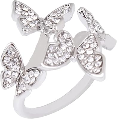 Cute adjustable Crystal butterfly rings, butterfly ring for women and girls, silver, 18 mm, durable and fashionable.. Shop smarter with DIAYTAR NIGERIA's diverse marketplace and budget-friendly nationwide delivery.