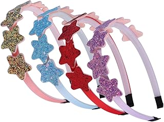 FRCOLOR 4 Elastic hair with children's hair, glitter plastic band with teeth for little girls, glitter star hair hoop, star hair pliers and sequins.. With DIAYTAR Nigeria, your wishlist becomes reality, fast.