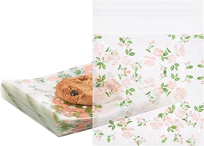 Sticker cookies bags, 100 pieces, transparent plastic treats bags, sealing candy bags to wrap candy, cookies, bakery, party gifts, small bags for cookies, jewelry (floral pink, 3.9 x 3.9 ").. Shop smarter, not harder with DIAYTAR NIGERIA - thousands of products at your fingertips with affordable delivery.