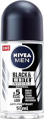 Original invisible black and white deodorant with roll-on head to protect against transpiration for men, 50 ml.. Your one-click solution to affordable shopping, DIAYTAR NIGERIA delivers quality products nationwide.