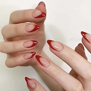 Kamis medium french press-on nails full cover, fake red nails for women and girls, 24 pieces.. DIAYTAR NIGERIA brings the marketplace to your home with budget-friendly prices and nationwide delivery.