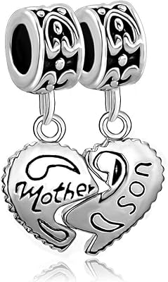 Pandora pendant in the shape of a silver -shaped heart for mother and pandora son, silver color, metal.. Shop the smart way with DIAYTAR Nigeria — fast delivery, affordable everything.