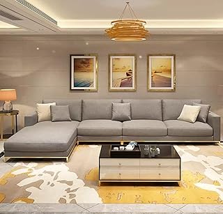 Luxury Soft -shaped Sofa Sofa with golden stainless steel furniture for sofas.. You shop, we deliver — quick and easy with DIAYTAR Nigeria.