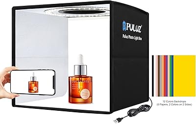 Puluz Photography Studio Box, Mini Foldable LED Light Box With Light Lighting Ring for Studio Photography, 12-color Light Box, USB Backgrounds for Mobile phone and Digital Reflex cameras (9.8 x 9.8 inch).. DIAYTAR NIGERIA brings the marketplace experience online with affordable and reliable delivery service.