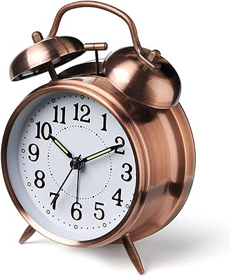 Awakening with 10 cm double bell with holographic dial, backlight, powerful alarm, operating on batteries (brown).. DIAYTAR NIGERIA brings the joy of affordable shopping to your fingertips with delivery in less than 8 days.