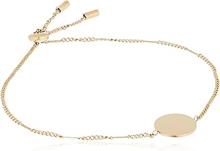 Stainless steel chain bracelet with sliding disc for women, gold, stainless steel.. Unlock endless possibilities with DIAYTAR NIGERIA's affordable marketplace and reliable delivery service.
