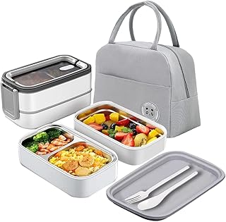Insulated Bento Benmetic Bento in DUAV stainless steel, food containers with 2 multifunctional compartments, cutlery, nylon isothermal bag (gray).. DIAYTAR NIGERIA: Creating access to affordable products for every Nigerian with our swift delivery service.