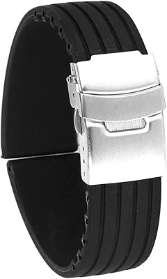 Hemoblu -steeped 24 mm striped steel waterproof silicone watch strap with stainless stainless (black) deploying loop (black).. Experience the ease of one-stop shopping with DIAYTAR NIGERIA's diverse catalog and nationwide delivery.