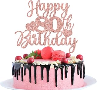Happy cake top 80th birthday Noeutabs - Decoration of 80th birthday birthday cake in pink gold - Festival decoration with glitter letters cheers 80 years old (80).. DIAYTAR NIGERIA transforms desires into deliveries with our affordable prices and dependable shipping.