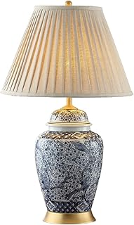 Large ceramic table lamp in blue and white porcelain, bedside lamp for bedroom, living room, elderly bedroom/d/46x73cm.. Nigeria shops with DIAYTAR — wide selection, fast shipping, and great value.