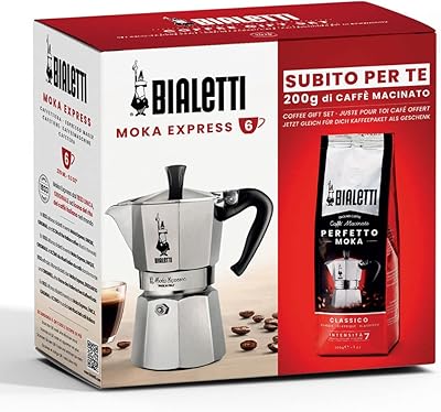 Bialetti Moka Express - Italian espresso 6 cups with Moulu Perfetto coffee gift box.. DIAYTAR NIGERIA: Making quality accessible to all Nigerians with affordable prices and quick delivery.