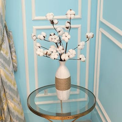 Naturally dried cotton stems and cotton branches Yatai, rustic style vase, crown for wedding festival decoration (6).. DIAYTAR NIGERIA delivers more than expected with our extensive catalog and 5-8 day delivery service.