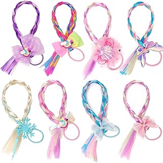8 colored braids, hair extensions with elastic pussy hair knots synthetic hairpiece color rainbow color stretches with blastta for women girls festive points cosplay dressing dress.. DIAYTAR NIGERIA brings retail convenience to your screen with affordable prices and dependable shipping.