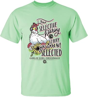Girly Girl Originals Short sleeve T-shirt for women with selective chicken hearing.. DIAYTAR NIGERIA transforms dreams into deliveries with our affordable prices and 5-8 day shipping.