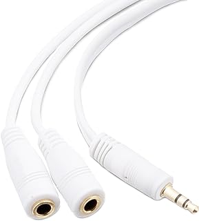 3.5 mm mobile headset distributor in the form of Y | Male audio intake to 2 females | Allows two people to listen to an audio source multimedia player and other audio devices with 3.5 mm (white) port.. DIAYTAR NIGERIA: Where shopping is easy, prices are low, and delivery is just days away.