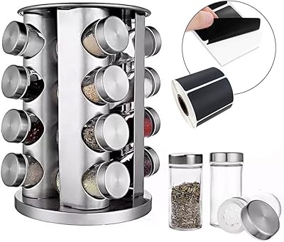 JH Best organizer of stainless steel spice jars with 16 spice jars and 16 labels.. DIAYTAR NIGERIA puts thousands of products at your fingertips with affordable prices and delivery within a week.