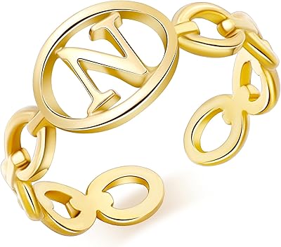 16 -carat -plated initial gold -plated ring, silver rings for women, adjustable initial chain ring, elegant letter chain chain rings for teenagers.. DIAYTAR NIGERIA makes online shopping accessible with our budget-friendly prices and reliable shipping.