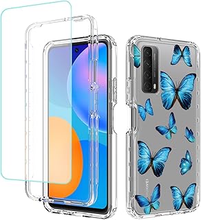 Aidande shell for P Smart 2021/Huawei Y7a/Enjoy 20 SE, PPA-LX2 shell with tempered glass screen protector, Transparent Floral TPURAL TPURAL TPUS for Huawei P Smart 2021 (Papillon).. DIAYTAR NIGERIA: Where shopping is easy, prices are low, and delivery is just days away.