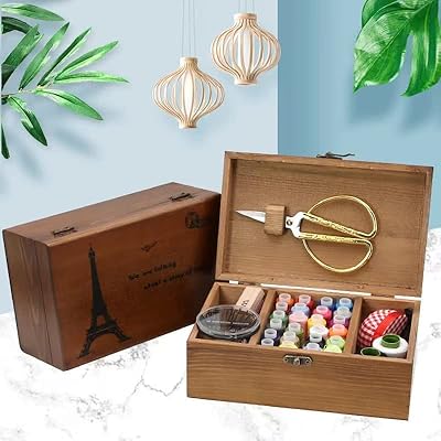 Urbazaar sewing kit 124 pieces, organizer of wooden tools organizer for tools and repair, storage for wires, needles, hand scissors, beginners, adults, children, domestic emergencies.. Elevate your shopping experience with DIAYTAR NIGERIA's vast catalog and budget-friendly options.