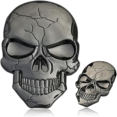 Decorative metal stickers in metal 3D Skull, robust car stickers for motorcycle helmet, laptop, Halloween or men's trucks (black).. DIAYTAR NIGERIA: Where shopping dreams become reality with affordable prices and prompt shipping.