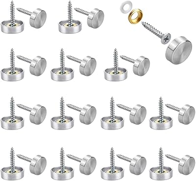 24 ZAKODA 16 mm mirror screws in stainless steel, furniture cover screws with rings for bathroom mirror, plates, cabinets.. DIAYTAR NIGERIA: Making quality accessible to all Nigerians with affordable prices and quick delivery.