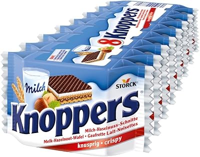 Crispy milk and hazelnut waffles Knoppers with German chocolate, set of 8 pieces 200 g.. With DIAYTAR Nigeria, your wishlist becomes reality, fast.