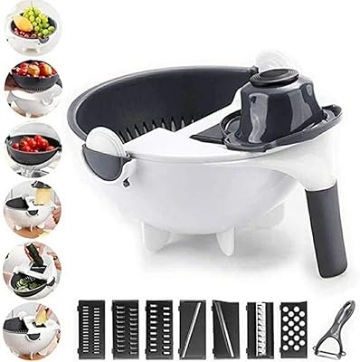 Clickmart vegetable chopper 9 in 1 - Fruit and vegetable slices, fruit slicer, fruit slicer, adjustable grinder, light cutter with storage container for drainer, kitchen tool, 2l.. Your everyday shopping solution, DIAYTAR NIGERIA offers variety and value delivered within 8 days.