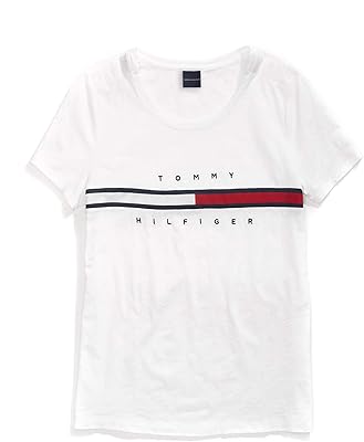 Tommy Hilfiger Women's T-shirt with striped magnetic buttons m.. DIAYTAR NIGERIA: Your trusted partner for affordable online shopping with reliable delivery timeframes.